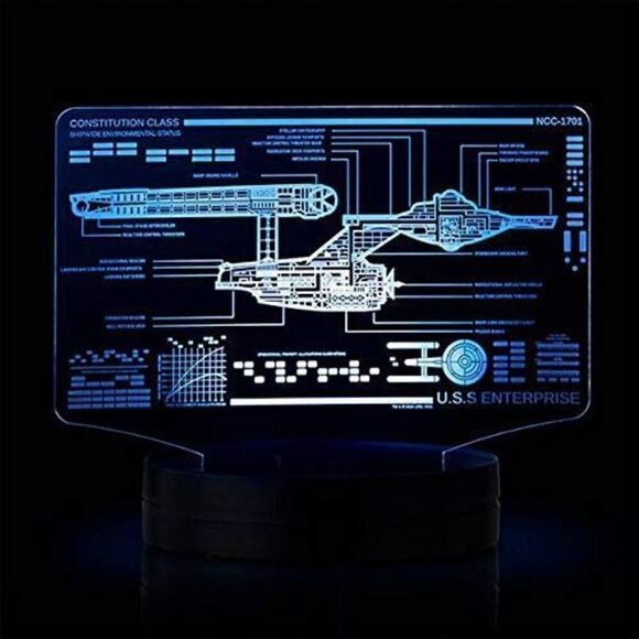 STAR TREK USS ENTERPRISE Schematic Acrylic LED SET - TOS & NEXT GENERATION NIB - Picture 9 of 10